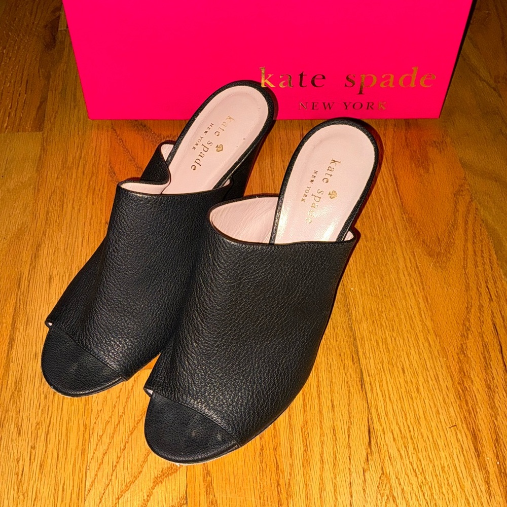 Kate Spade Black Leather Mules